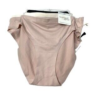 Tranquil & True Bikini Plus Size 2X Women's Panties 3 Pack Black Pink Ivory